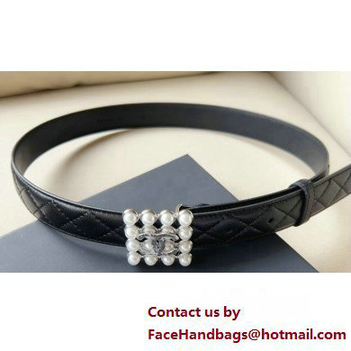 Chanel Width 3cm Metal  &  Glass Pearls calfskin belt AAA036 08 2024